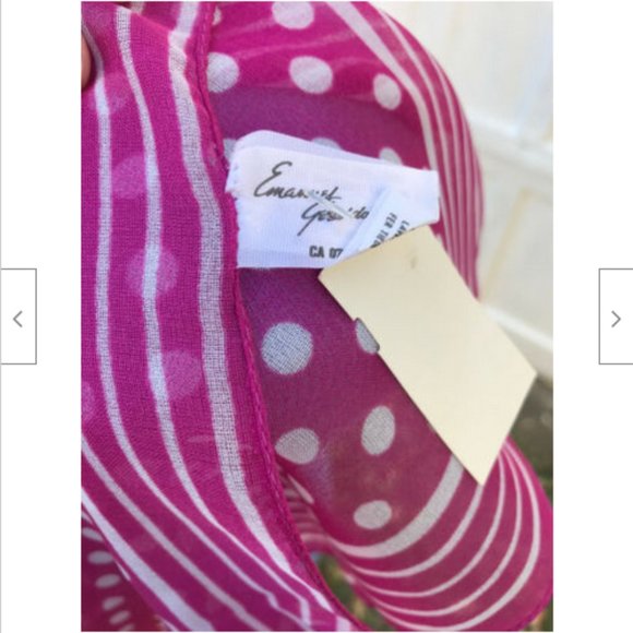Sheer Hot Pink Polka Dot Square Scarf Vintage Emanuel Geraldo 31" Bandana Italy - Picture 3 of 5